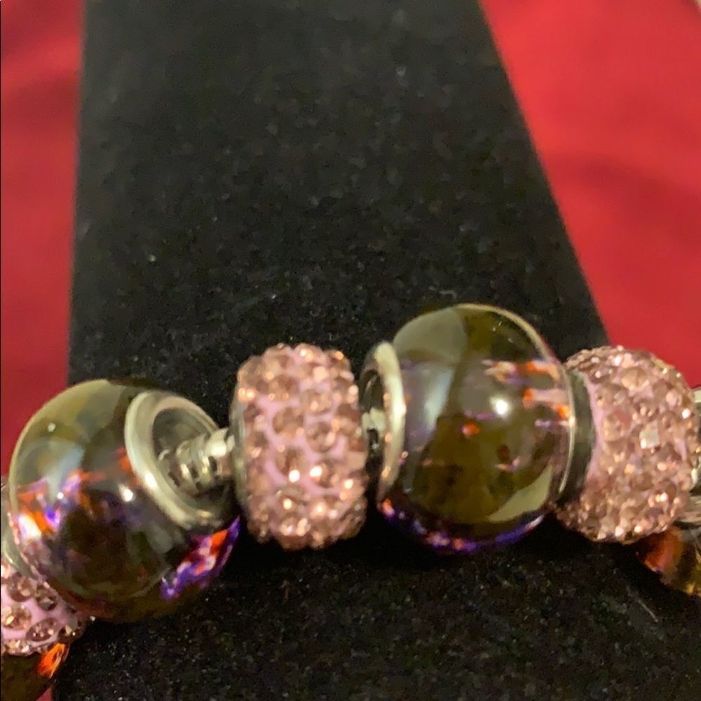 Silver purple beaded bracelet - Picture 5 of 9